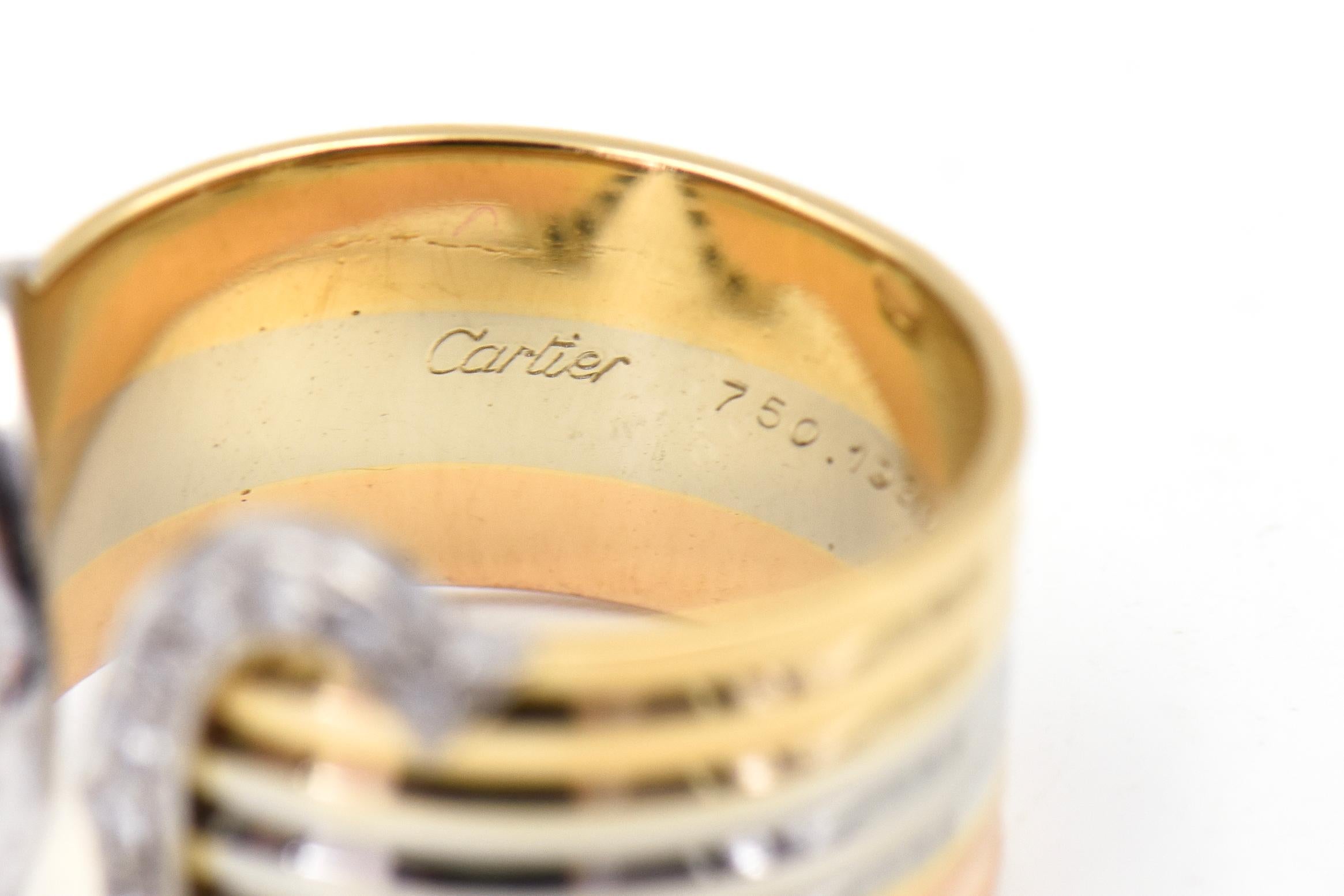 C De Cartier Trinity Tri Color Gold and Diamond Band Ring 6