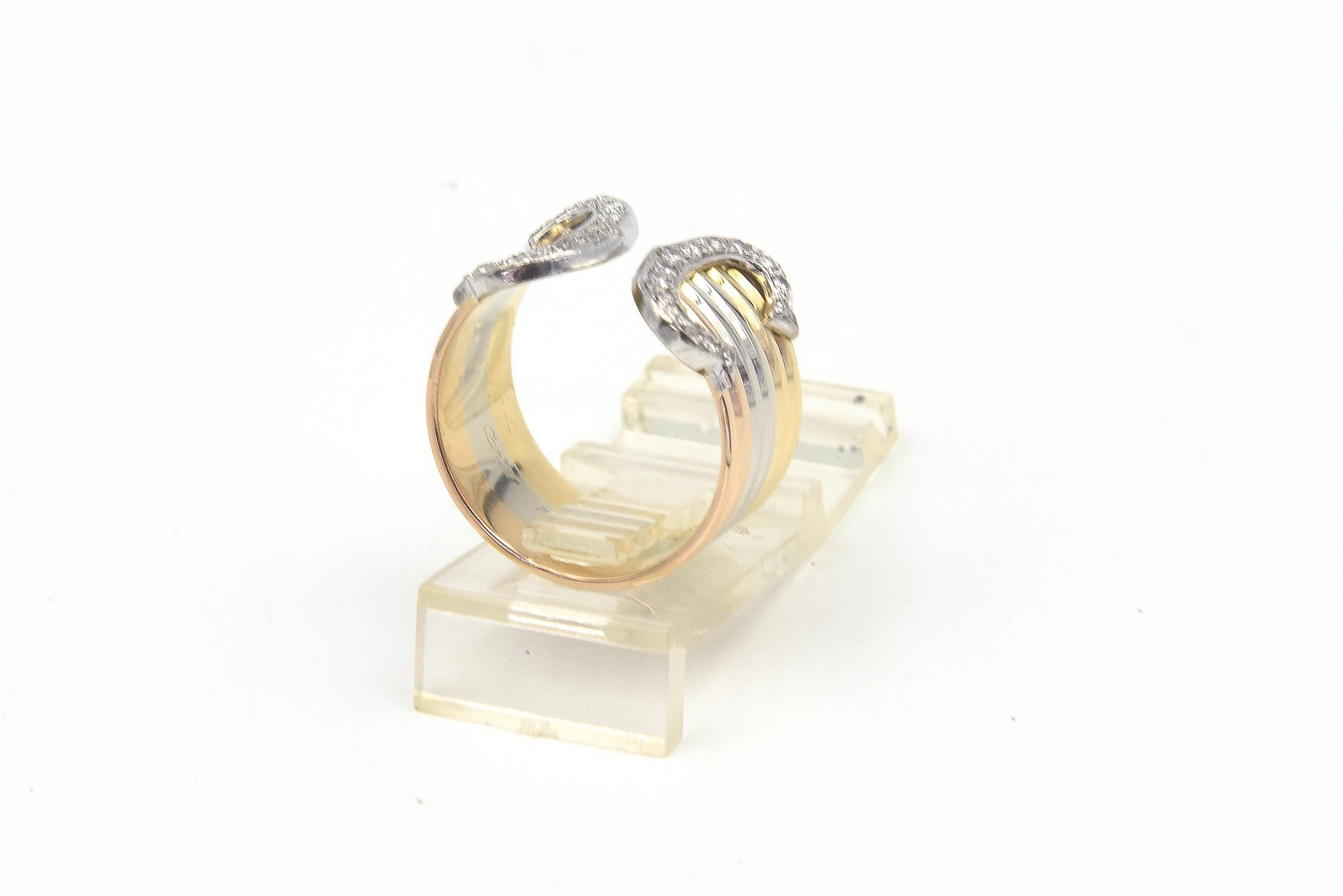 C De Cartier Trinity Tri Color Gold and Diamond Band Ring 2