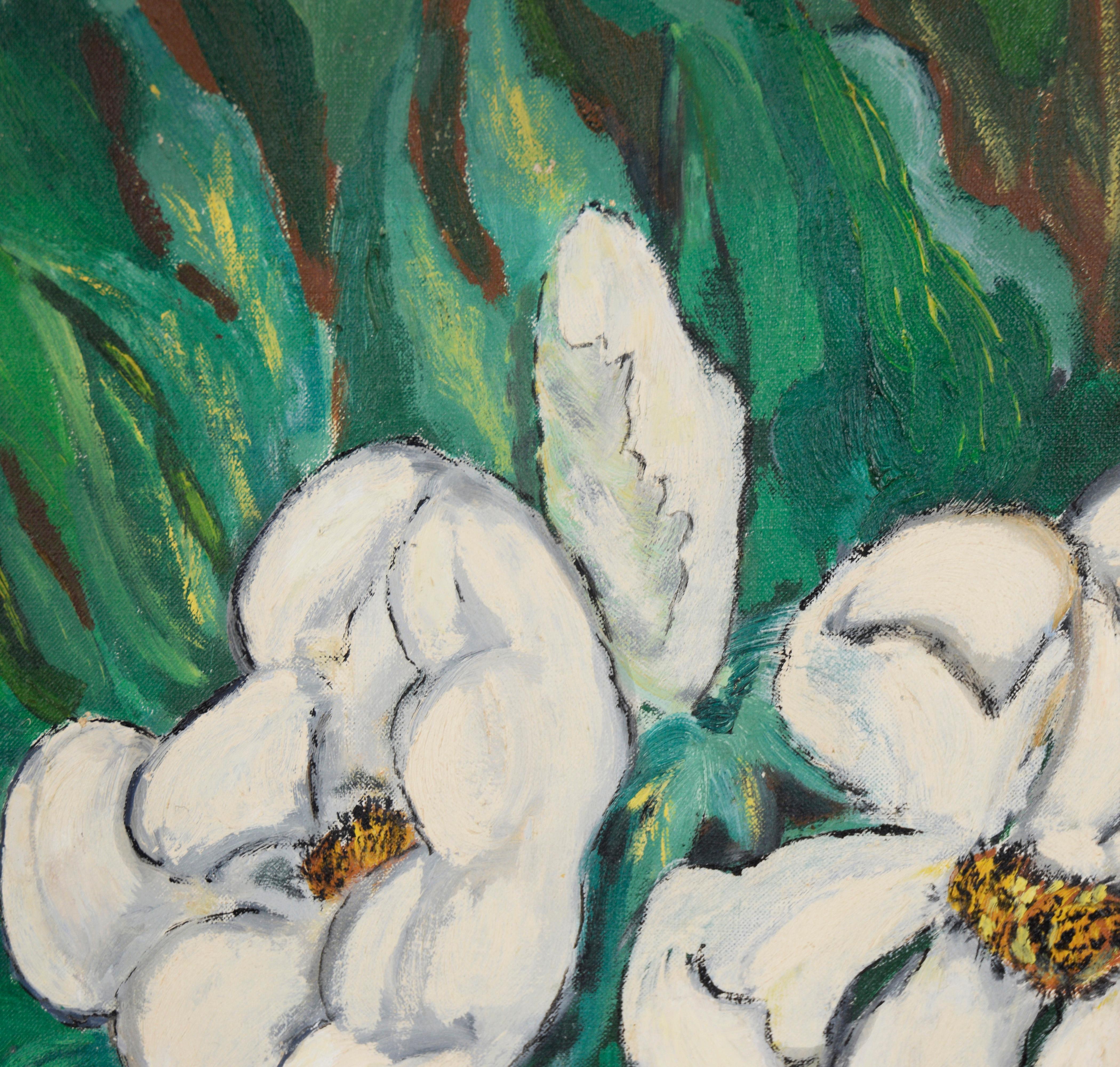 Peinture à l'huile originale moderniste du sud de Magnolia en vente 1