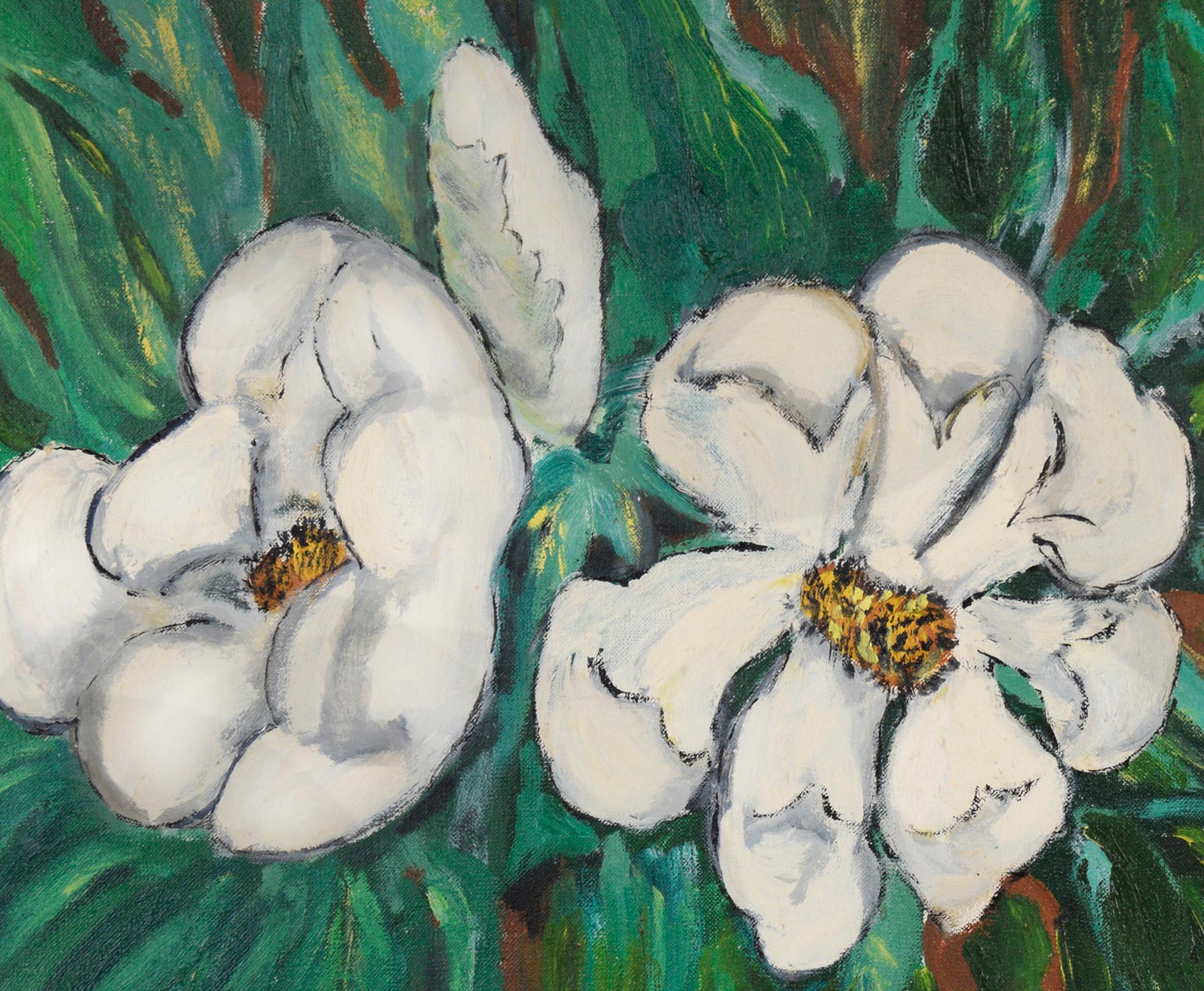 Modernist Southern Magnolia Original Oil Painting For Sale 1