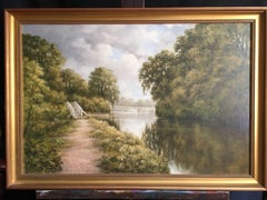 The River Soar:: Kegworth:: Englische Landschaft:: Ölgemälde