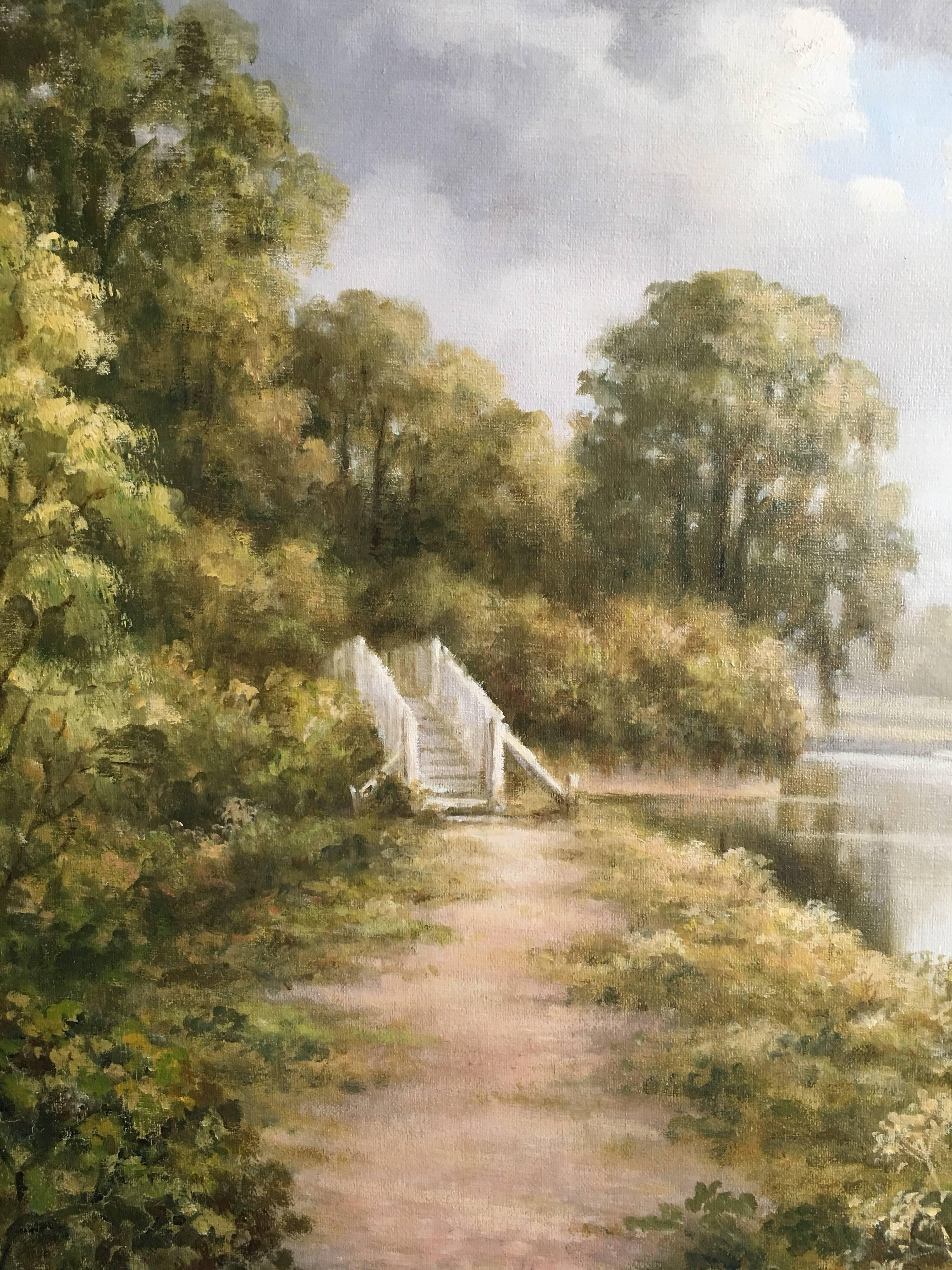 C. Desborough The River Soar, Kegworth, English Landscape, Oil