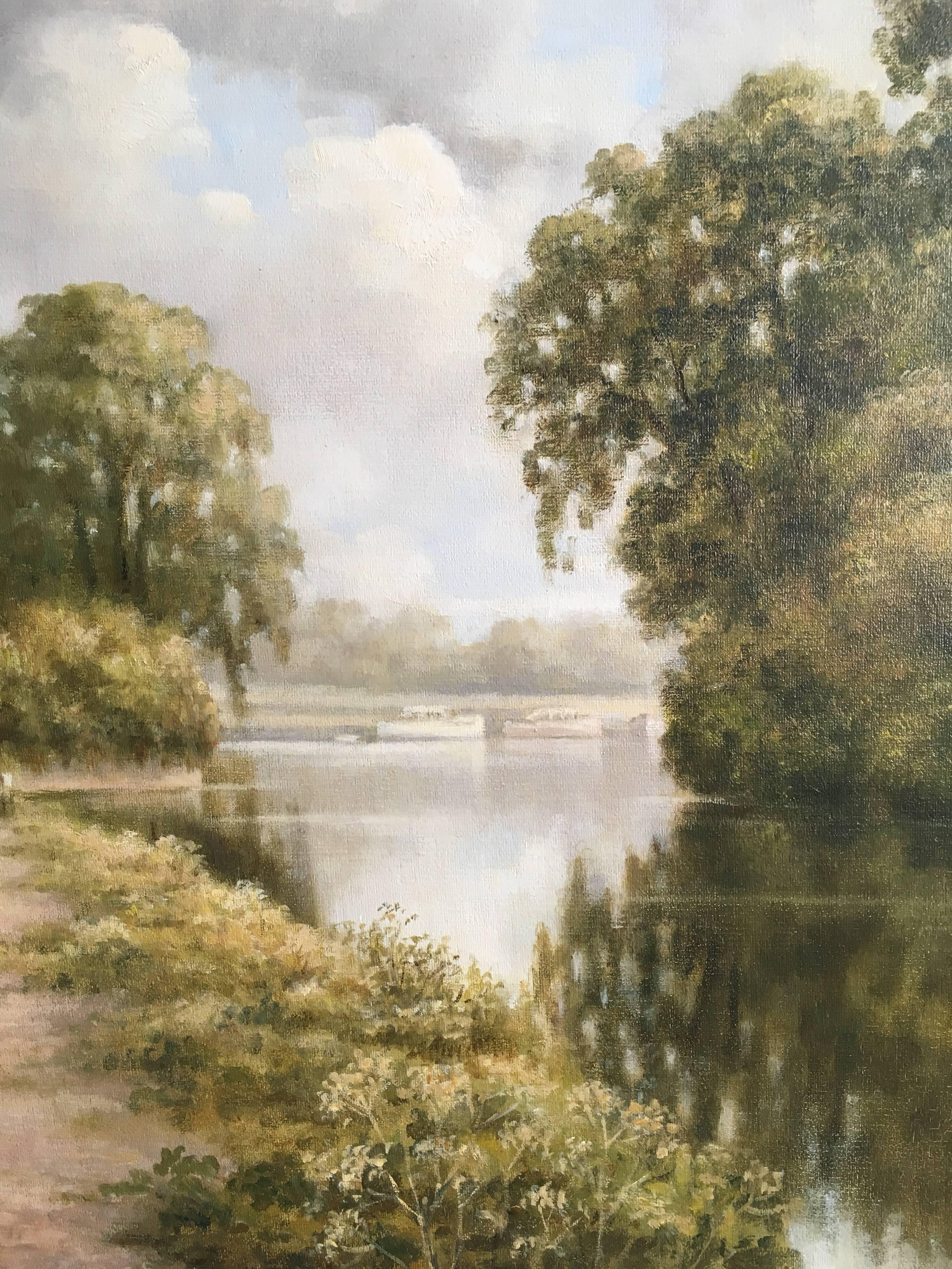 C. Desborough The River Soar, Kegworth, English Landscape, Oil