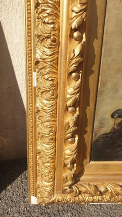 C Deschamps, Portrait Of Woman, In Black Dress, XIXth Century