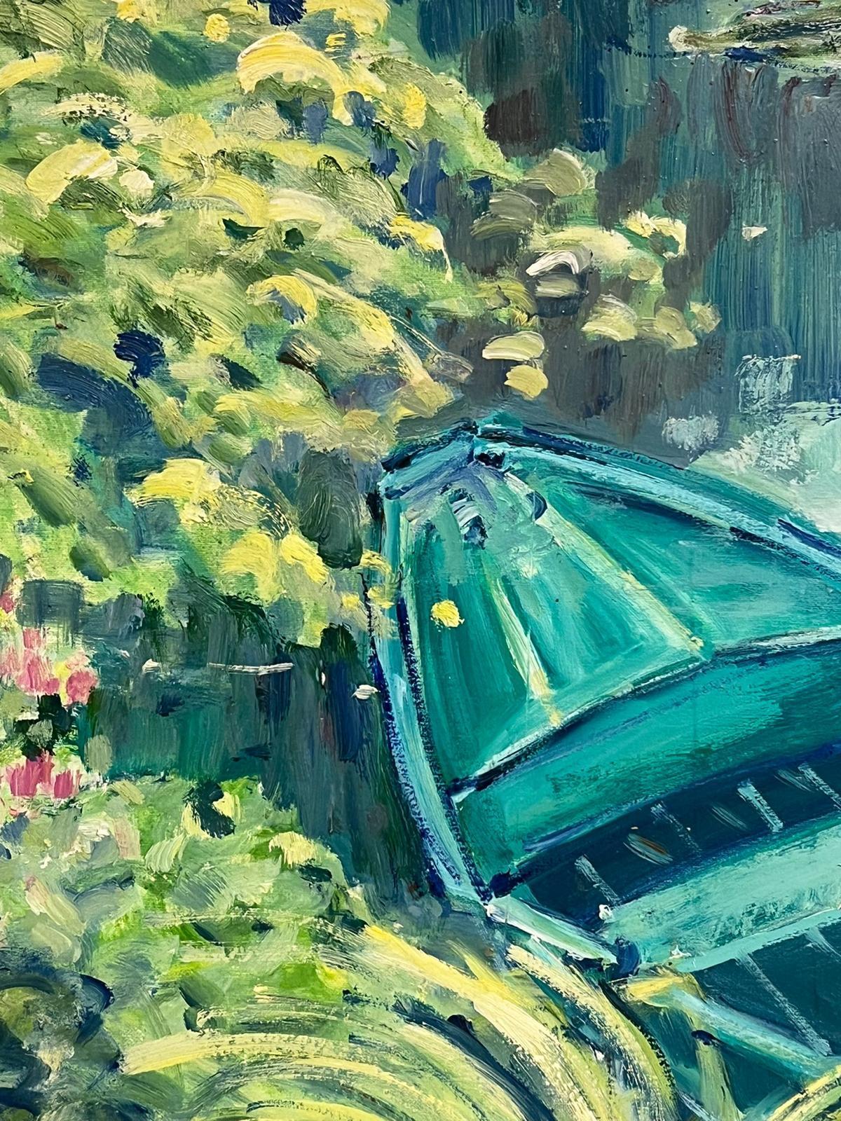 The Waterlily Pond at Giverny Signed French Impressionist Framed Oil Painting For Sale 5