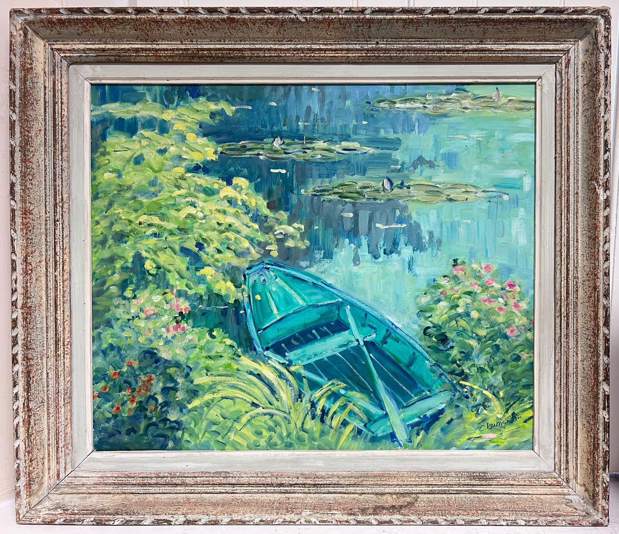 C. Dumontier Landscape Painting - The Waterlily Pond at Giverny Signed French Impressionist Framed Oil Painting