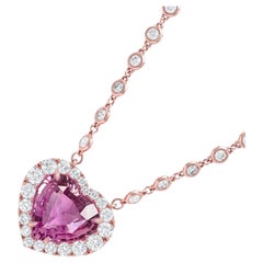 C Dunaigre 10.11 Carat Heart Shape Ceylon Sri Lanka Pink Sapphire Necklace