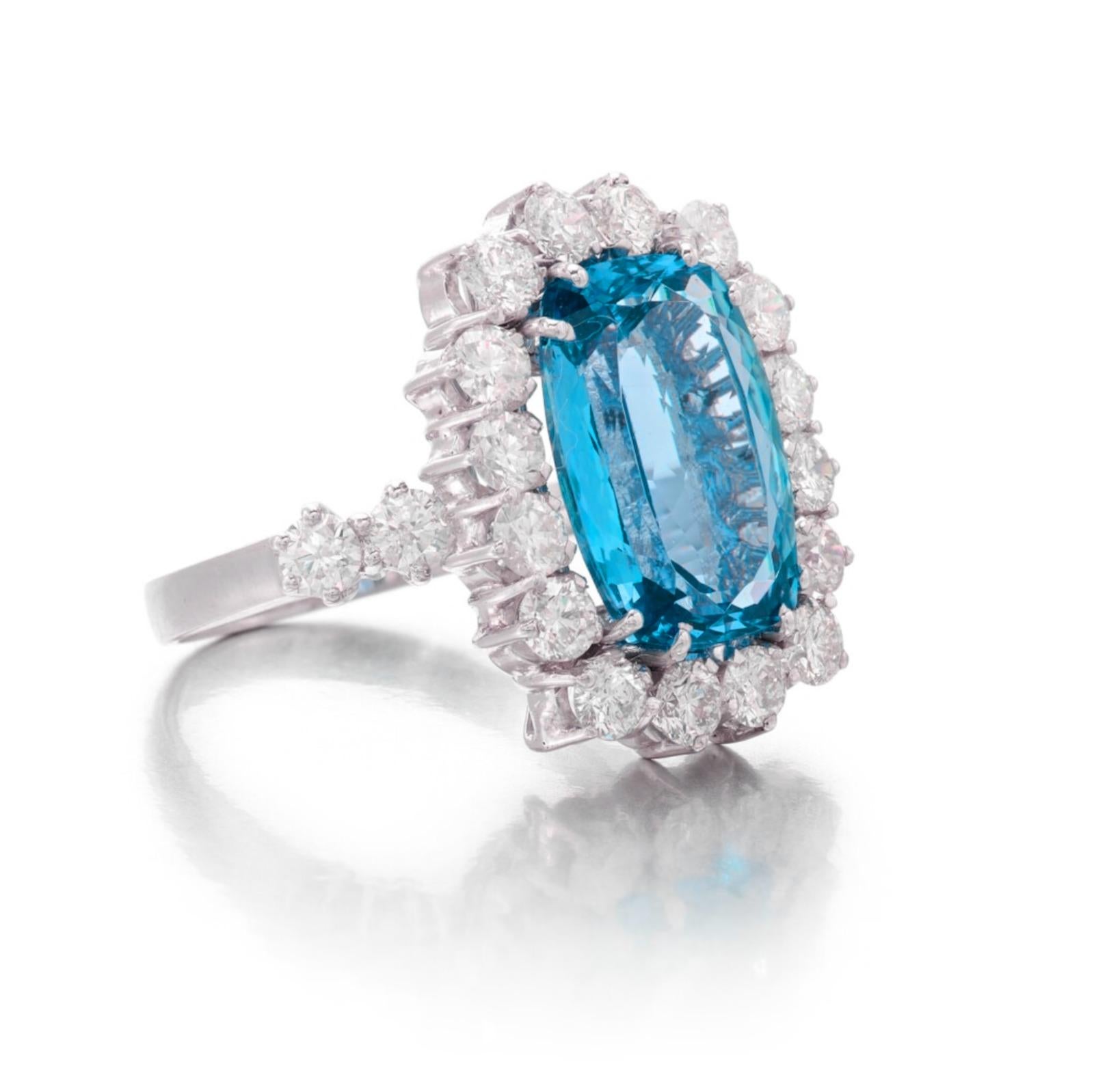 Contemporary C. Dunaigre 17.29 Ct. Paraiba Tourmaline Diamond Ring For Sale