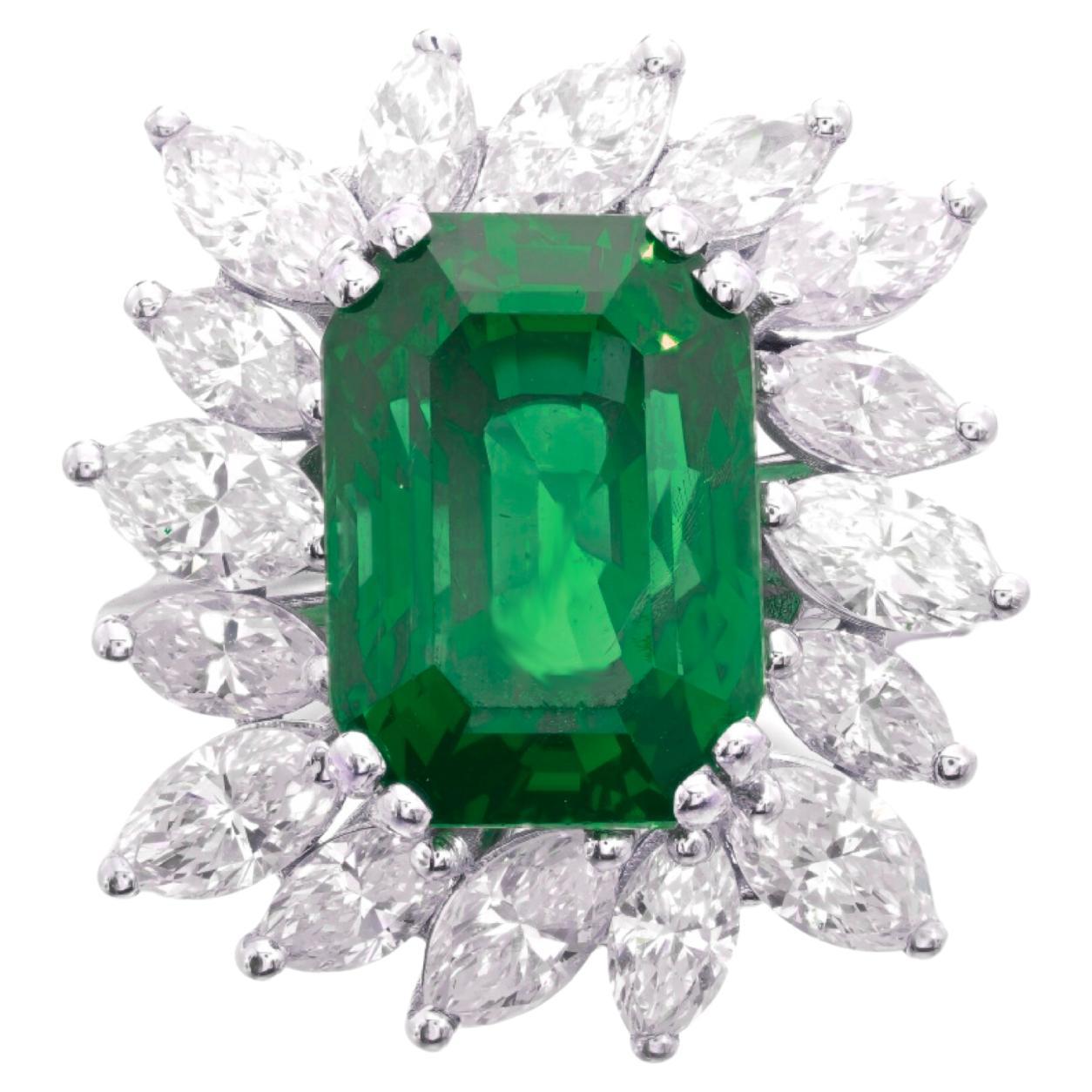 C. Dunaigre 2,92 Carati Muzo Colombian Emerald Diamond Rin