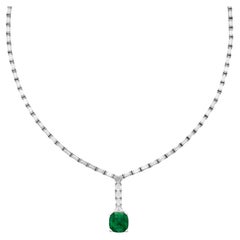 C. Dunaigre 3.65 Ct. Minor Oil Emerald Diamond Necklace