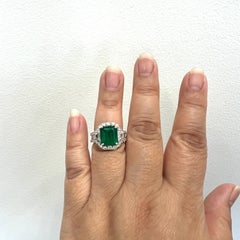 C. Dunaigre 4 Carat Colombian Emerald Octagon and White Diamond Ring