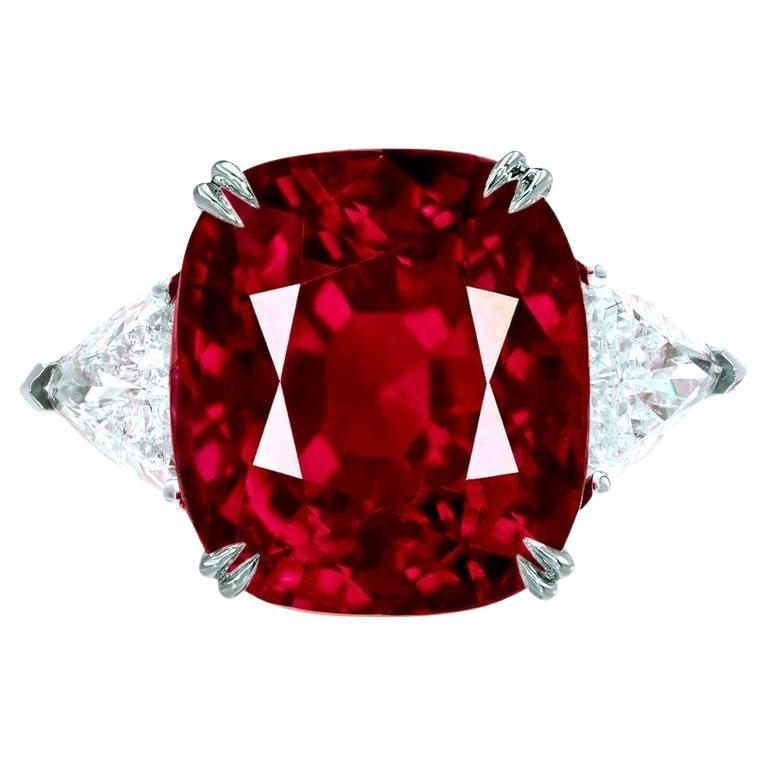 C. Dunaigre 4.11 Ct. Certified Mozambique Untreated Ruby Diamond Ring For Sale