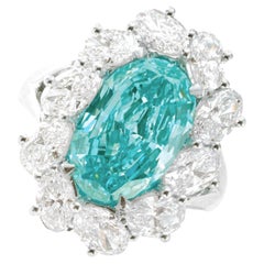 C. Dunaigre 4.79 Carat Paraiba Tourmaline & Diamond Ring