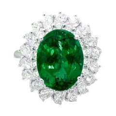 C. Dunaigre 4.96 Carat Colombian Emerald and Diamond Cluster Ring