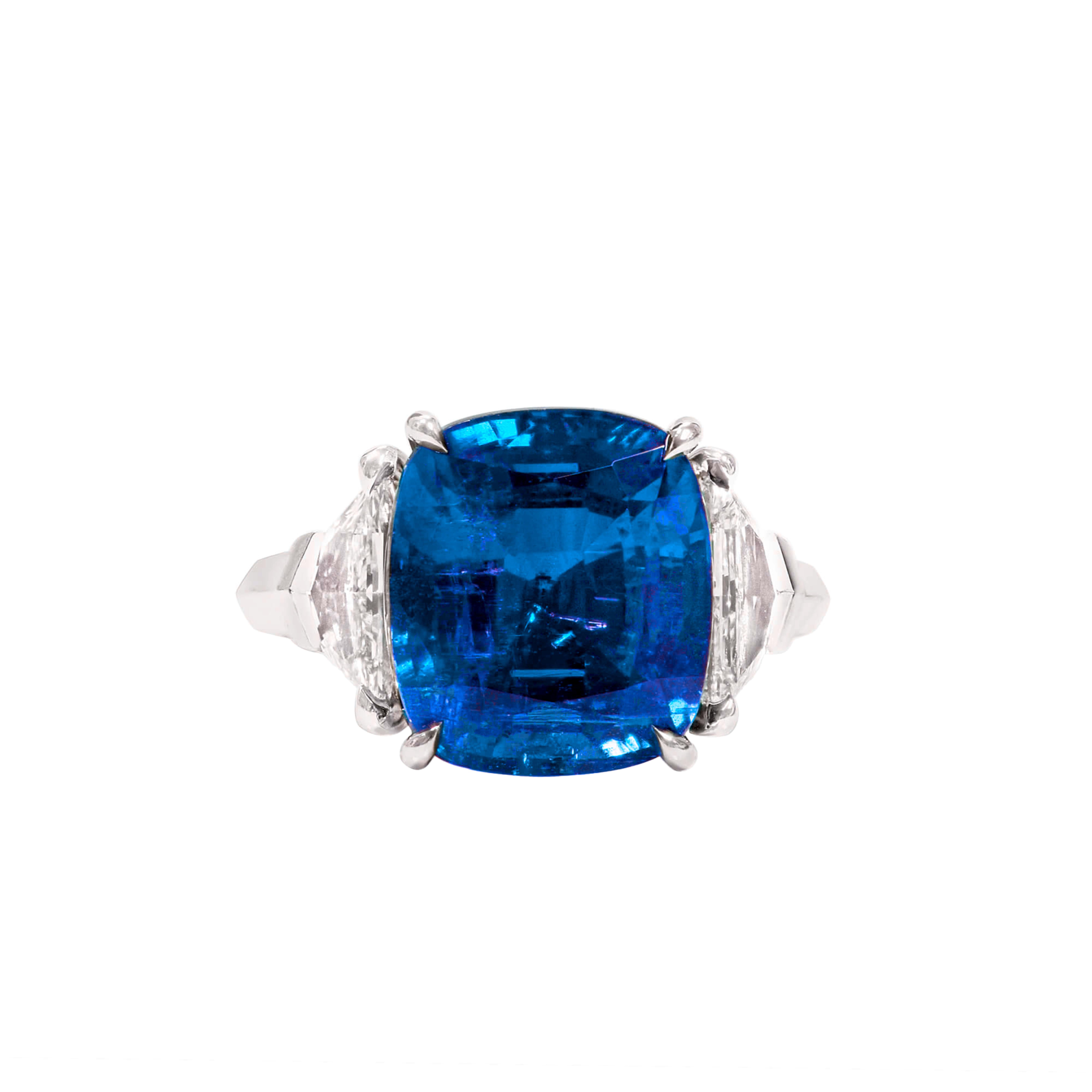 Cushion Cut C. Dunaigre 5 Carat Ceylon Cushion-Cut Sapphire Ring For Sale