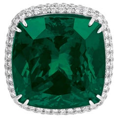 C. Dunaigre 5.28 Carat Muzo Colombian Emerald Diamond Ring