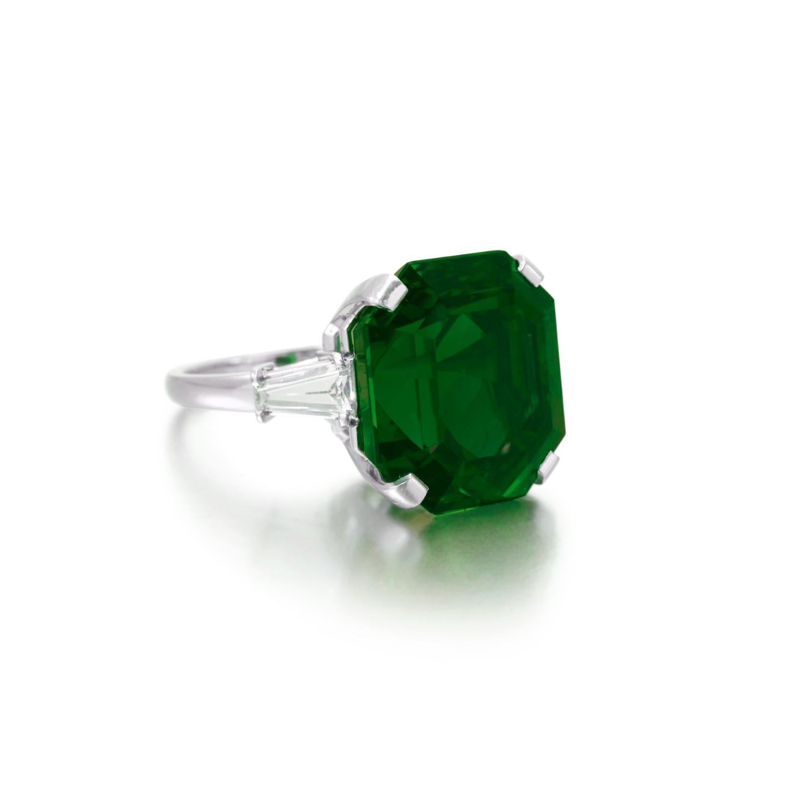 C. Dunaigre 6,82 Karat kleiner Öl EMERALD Diamantring (Achteckschliff) im Angebot