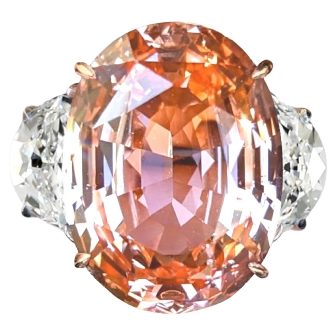 C. Dunaigre 8.08 Carat Padparadscha Diamond Ring