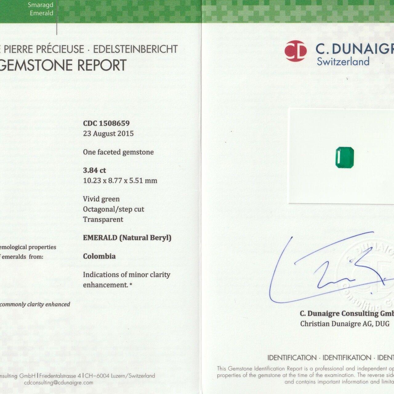 C. Dunaigre Zertifikat kolumbianischer Smaragd-Diamantring mit Smaragd (Herzschliff) im Angebot