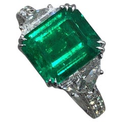 C. Dunaigre Certificate Colombian Emerald Diamond Ring