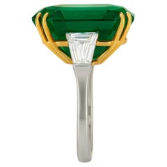 C. Dunaigre Certified 11.17 Carat Vivid Green Colombian Emerald Ring