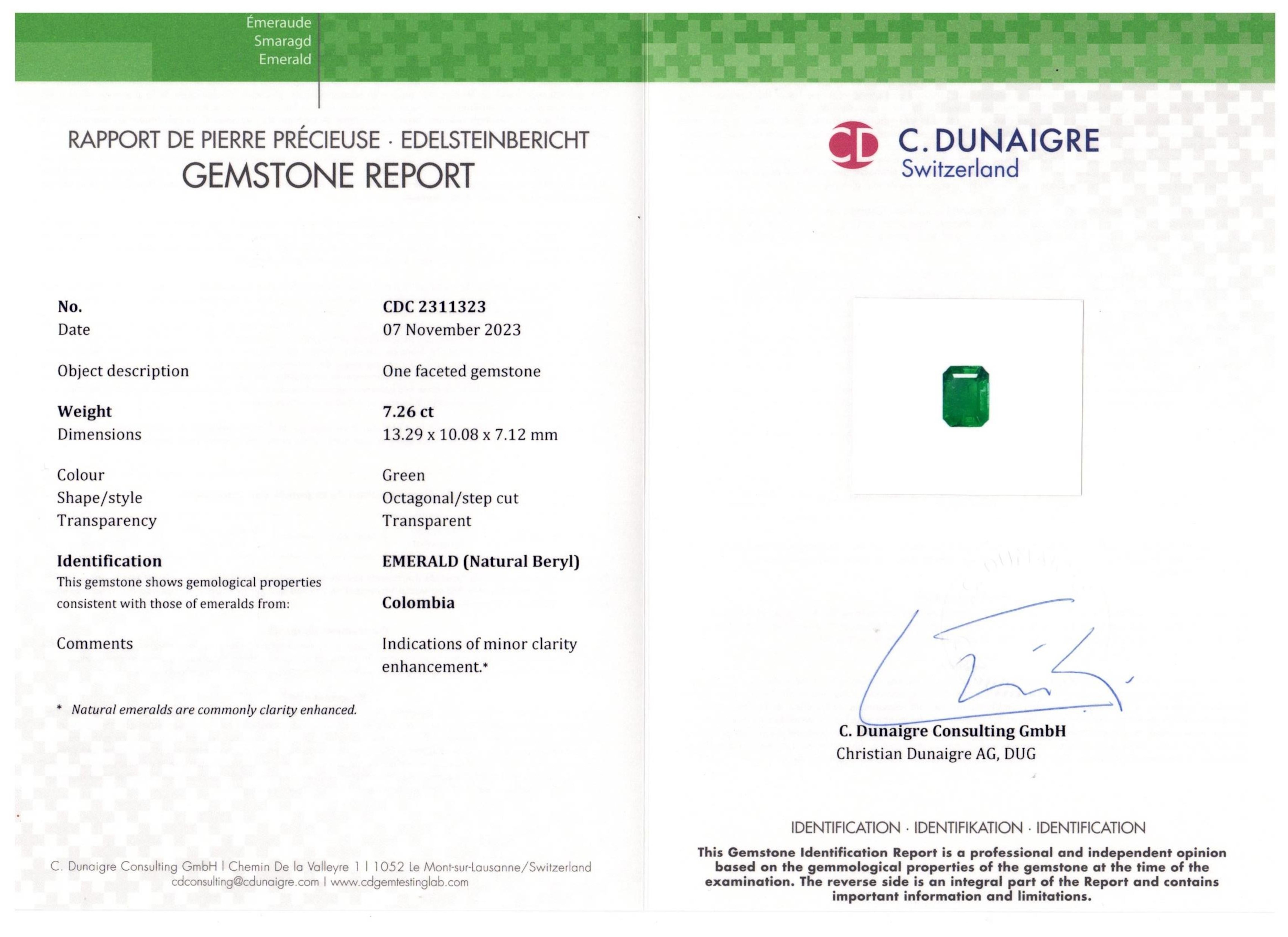 Art déco C. Dunaigre Boucles d'oreilles certifiées émeraude colombienne et diamant de 13,91 carats au total en vente