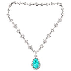 C. Dunaigre zertifiziert 17 Karat. Paraiba Turmalin Diamant Choker Halskette