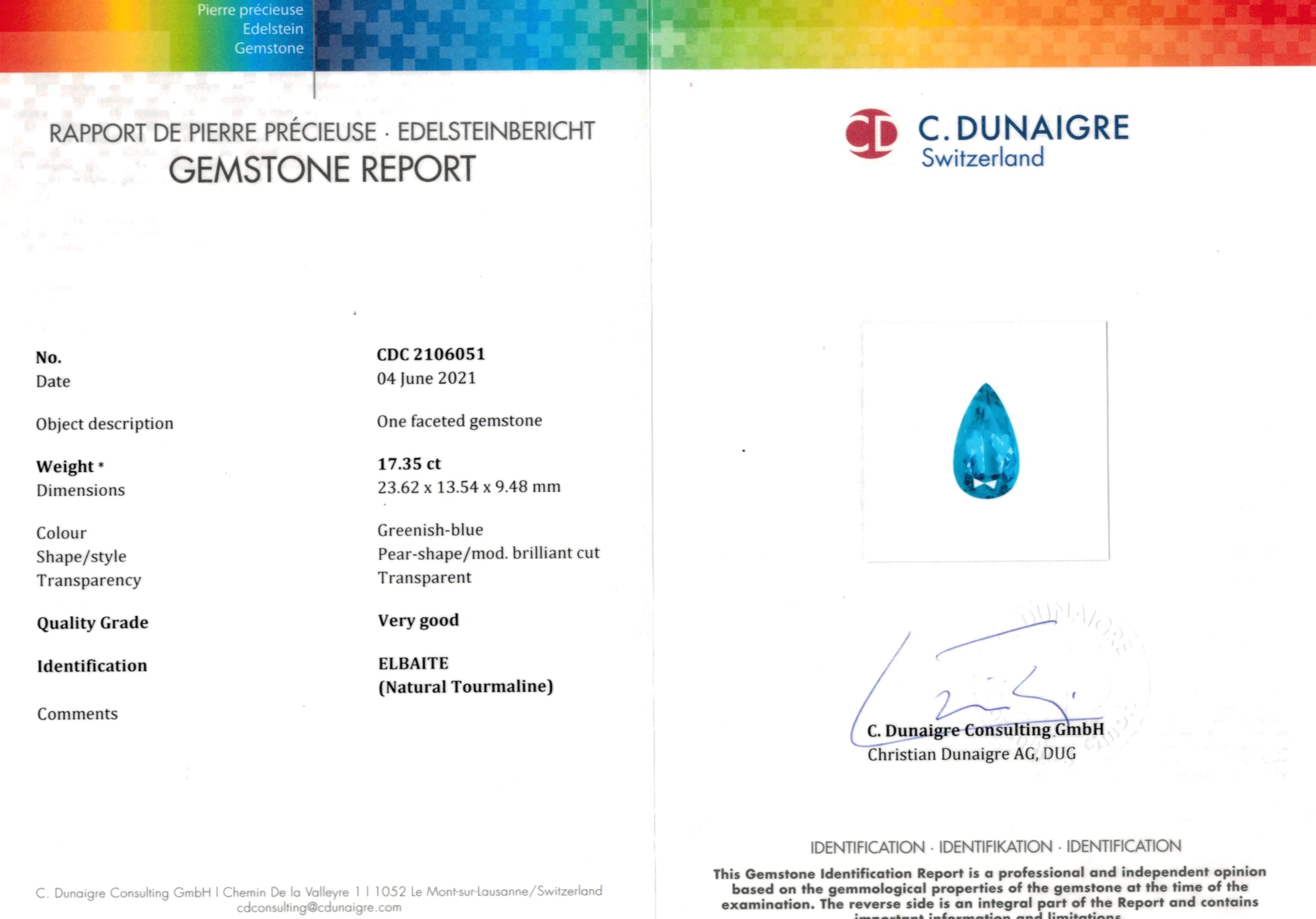 C. Dunaigre Certificato 17 Ct. Collana girocollo con diamanti e tormalina Paraiba In condizioni Nuovo in vendita a Chicago, IL