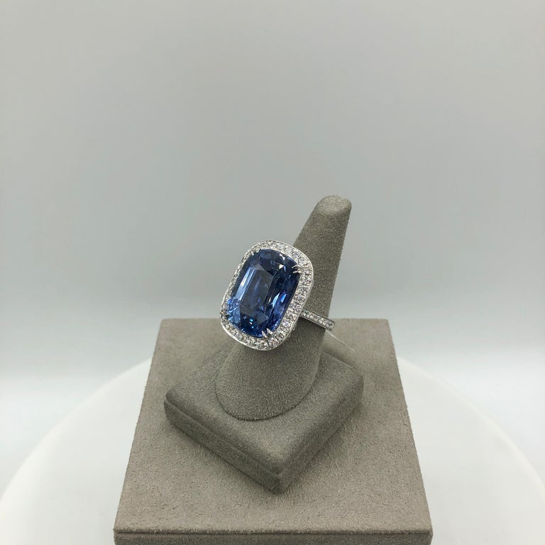 C. Dunaigre Certified 28.34 Carat Sapphire and Diamond Halo Engagement ...