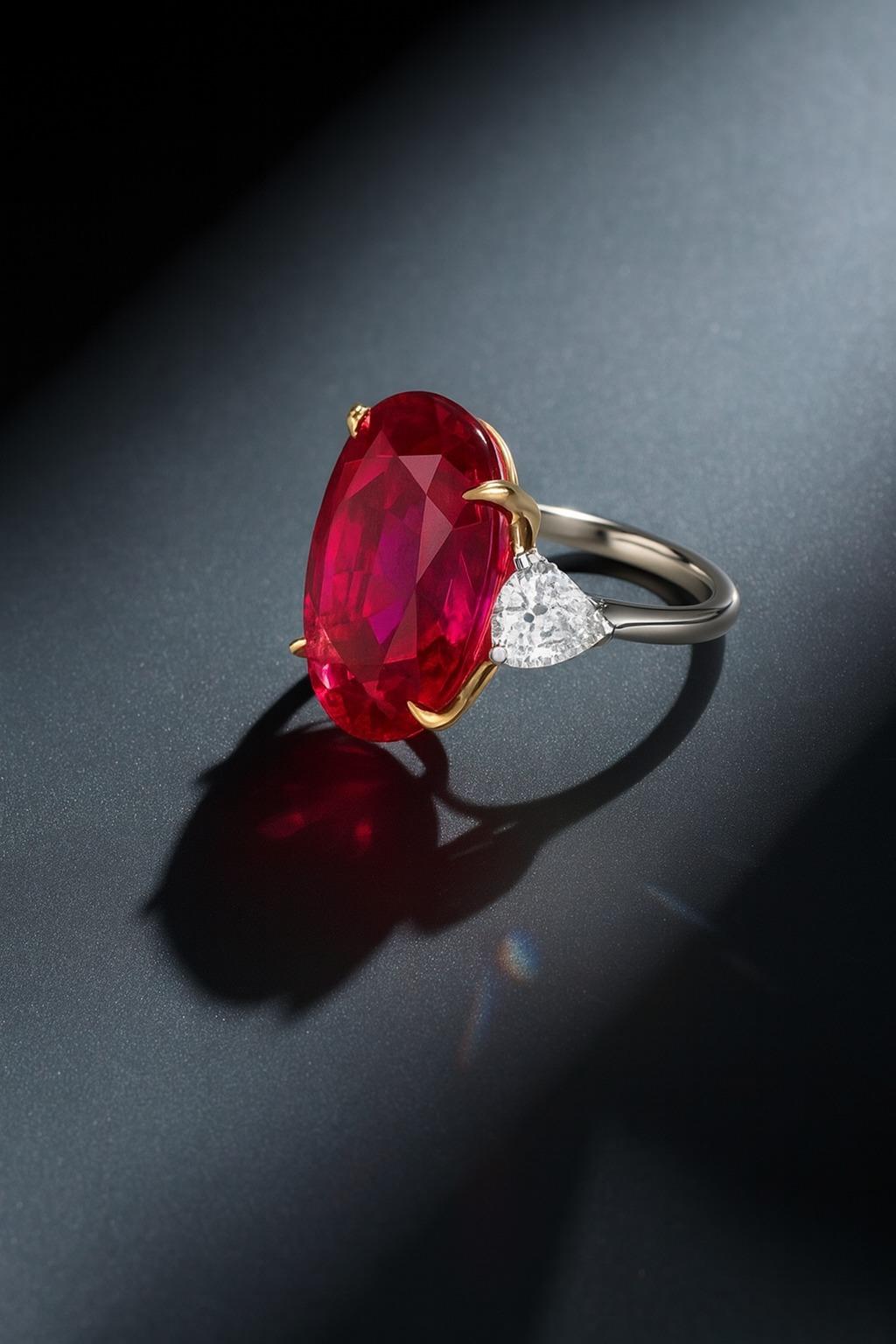 C. Dunaigre Certified 3 Carat No Heat VIVID RED Mozambique Ruby Ring Neuf - En vente à Chicago, IL