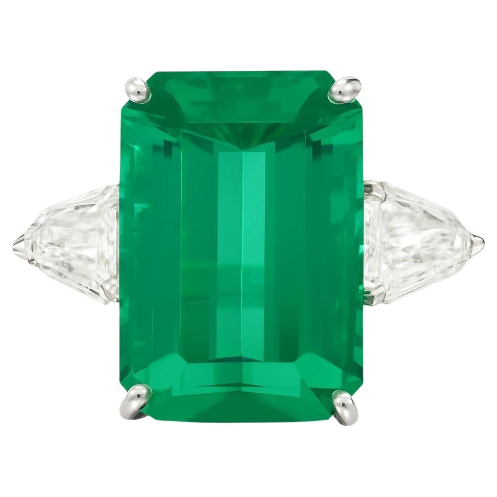 C. Dunaigre Certified 4.52 Carat Colombian Emerald Platinum Ring For Sale