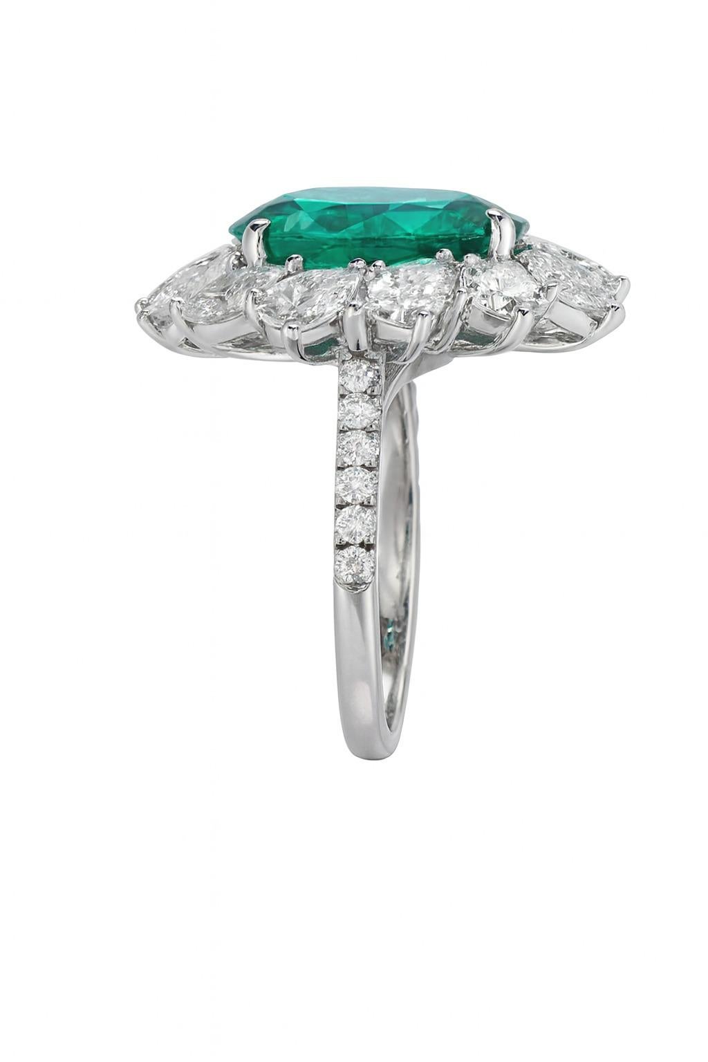 C. Dunaigre Zertifizierter 4,96 Karat Kolumbianischer Smaragd und Diamant Platin Ring (Zeitgenössisch) im Angebot