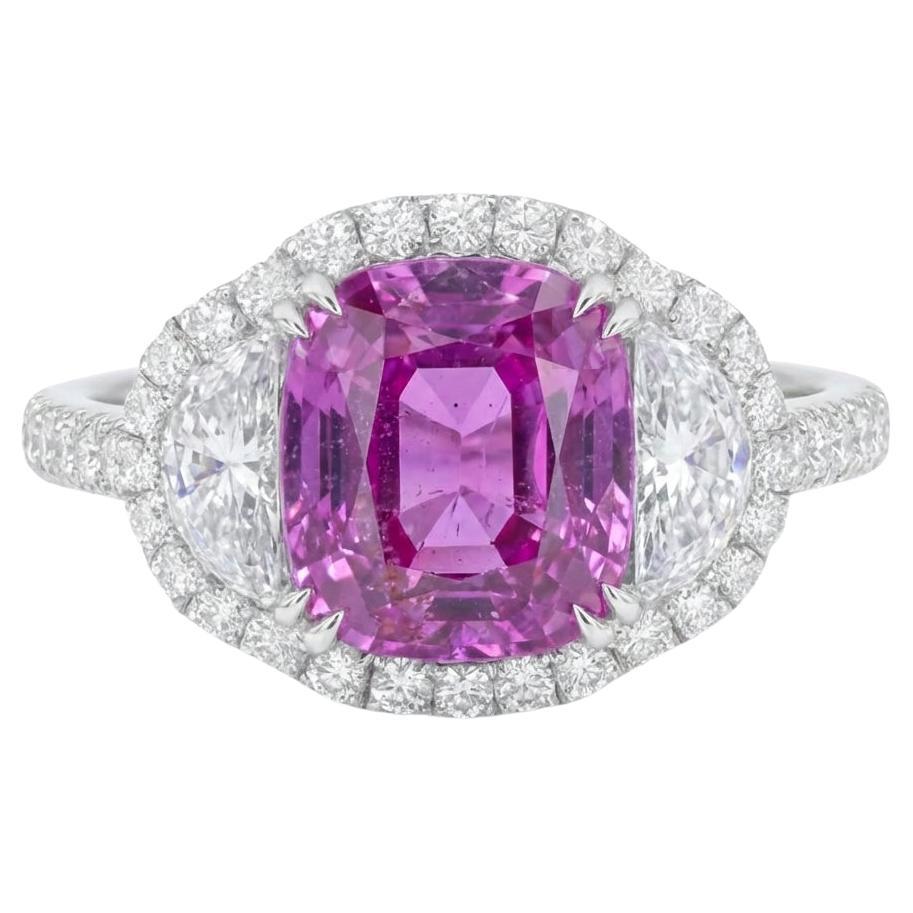 C. Dunaigre Bague saphir rose certifié 5 carats sans chaleur en vente