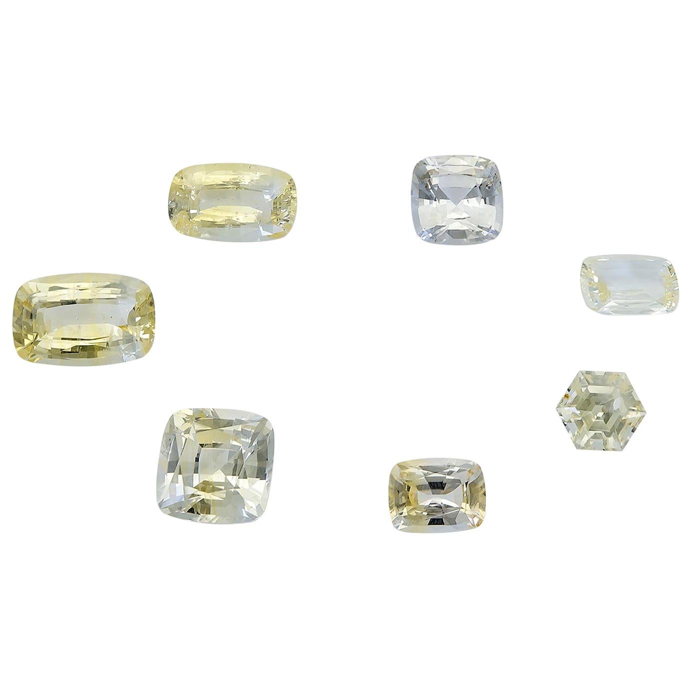 C. Dunaigre Certified 56.63 Carat Total No Heat Seven-Stone Yellow Sapphire Lot For Sale