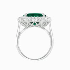 C. Dunaigre Certified 6.84 Carat Colombian Minor Oil Round Emerald Ring