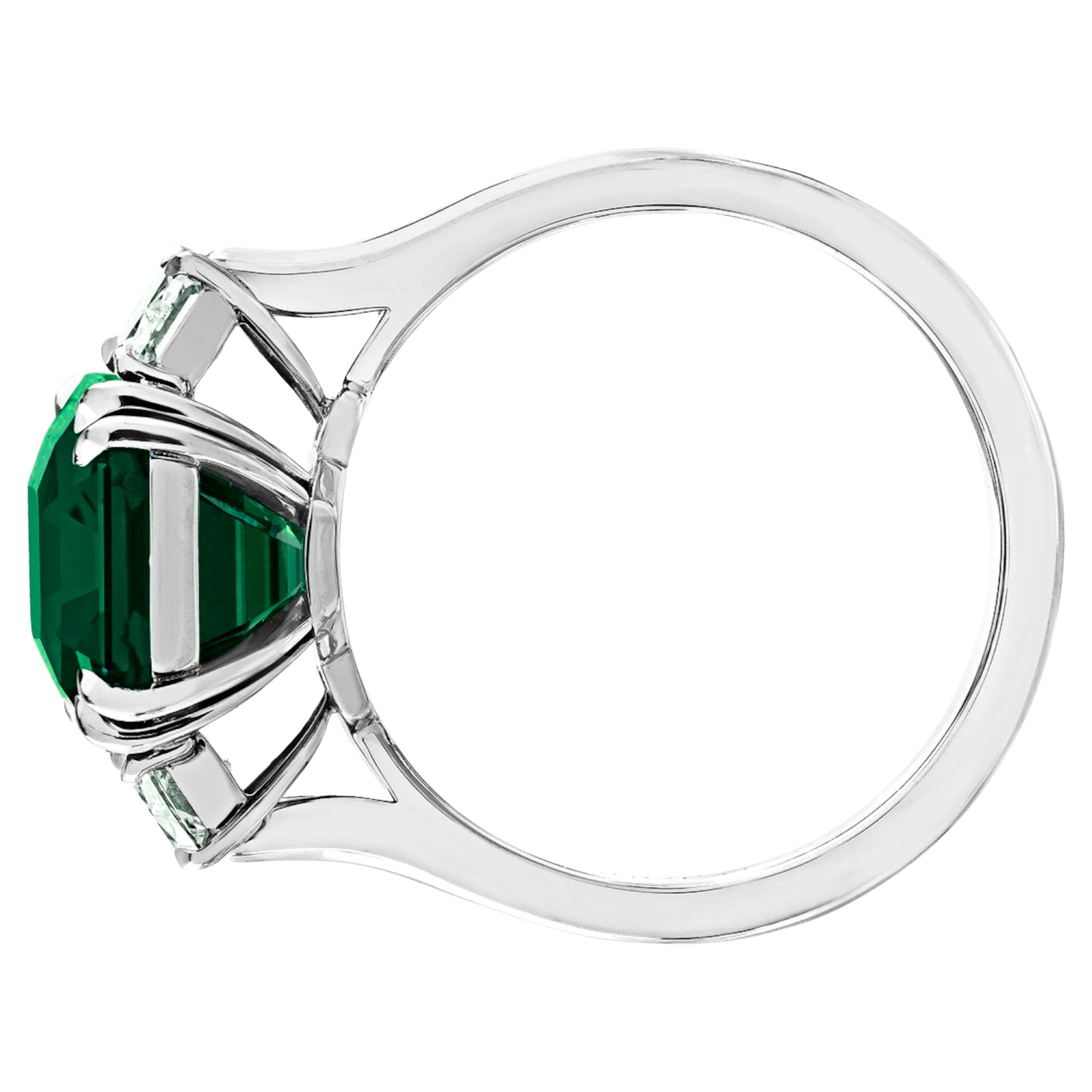 Contemporary C. Dunaigre-Certified 7 Carat Vivid Green Emerald Ring For Sale