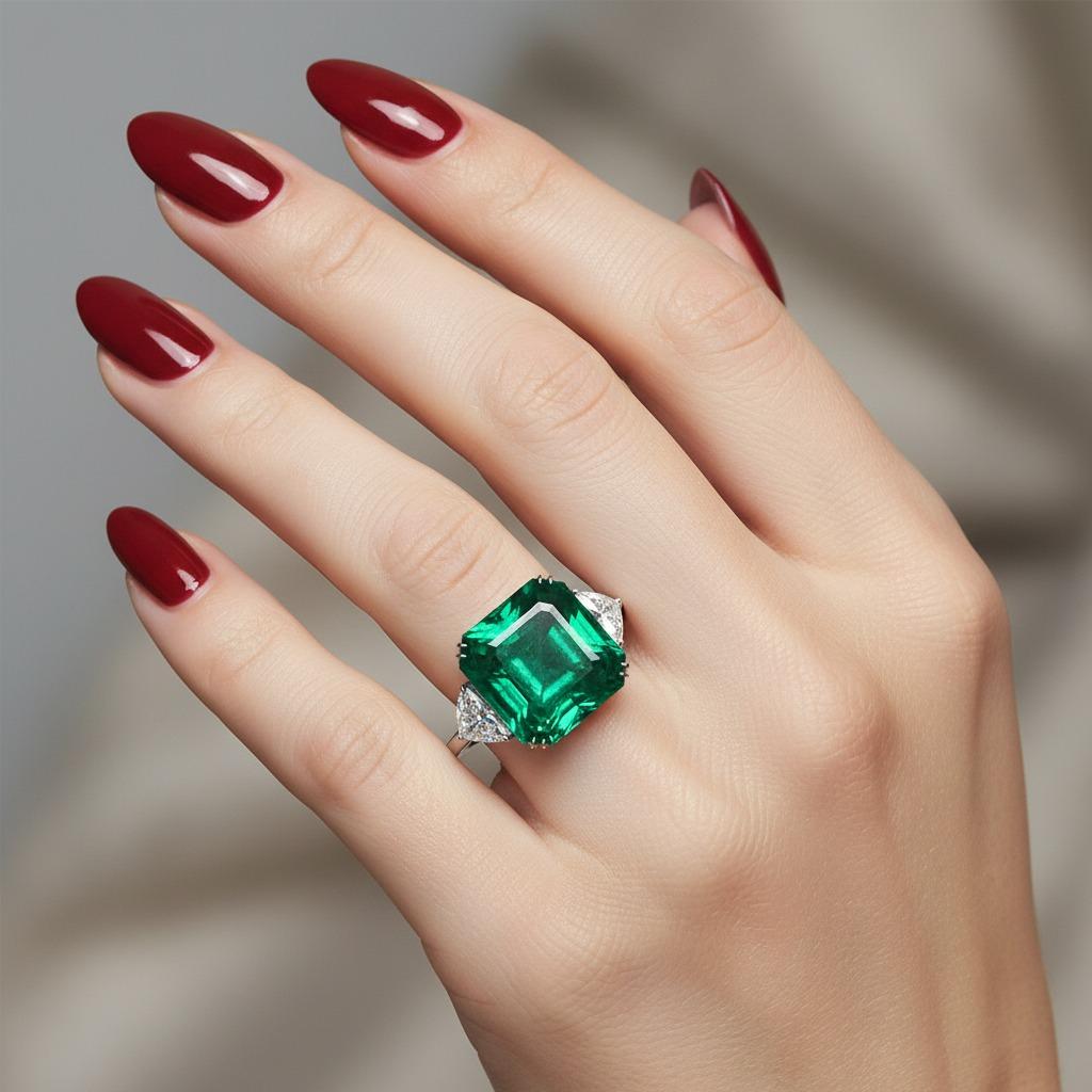 C. Dunaigre Zertifizierter kolumbianischer Smaragd mit 8,89 Karat und Billionen Diamanten aus Platin (Moderne) im Angebot