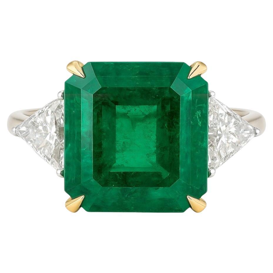 C. Dunaigre Certified 8.89 Carat Muzo Emerald Diamond Platinum Ring
