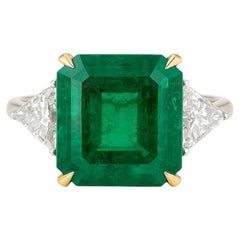 C. Dunaigre Certified 8.89 Carat Muzo Emerald Diamond Platinum Ring