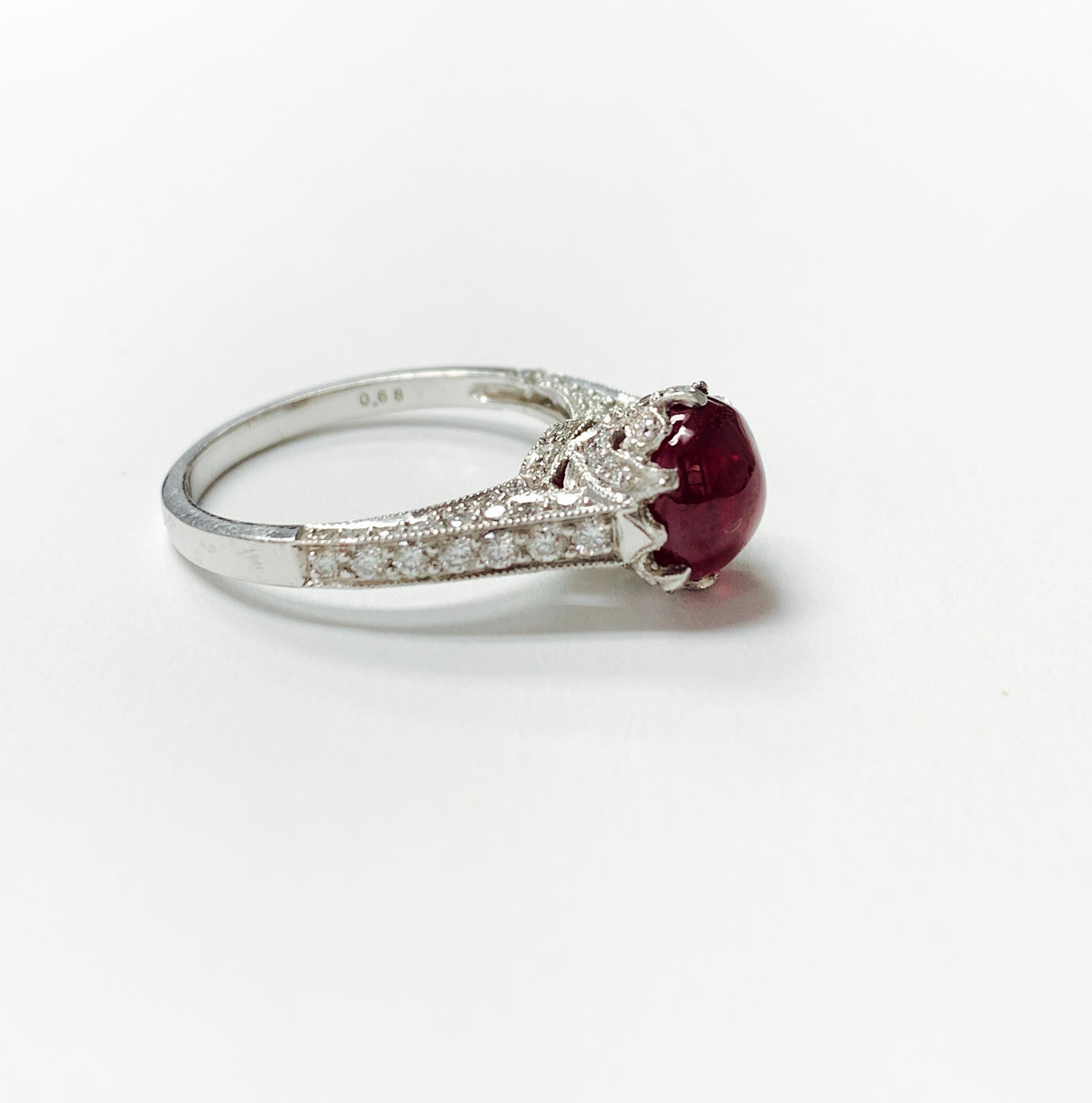 cabochon ruby and diamond ring