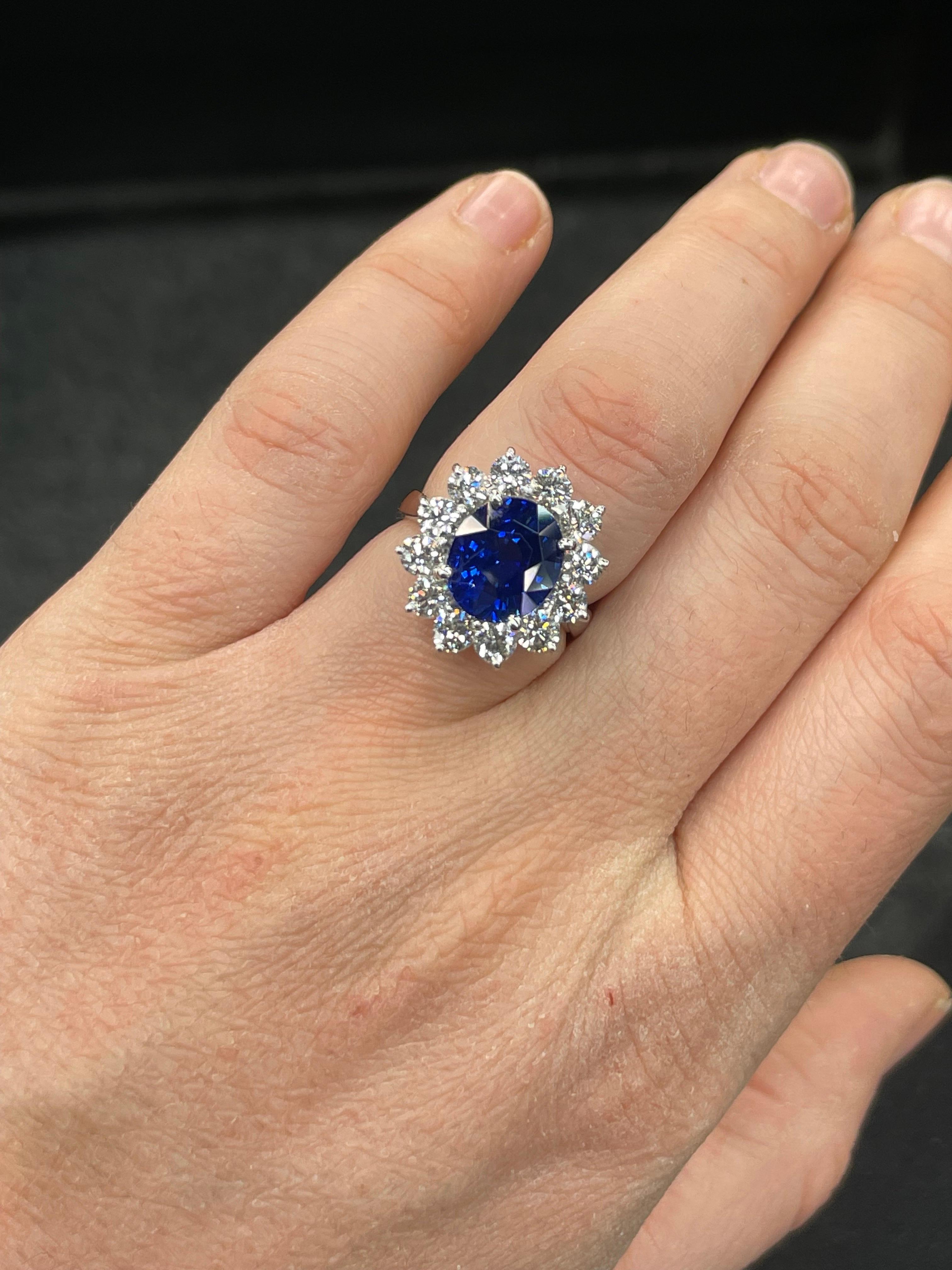 C. Anello di diamanti con zaffiro blu reale certificato Dunaigre 6,80 carati Sri Lanka 4