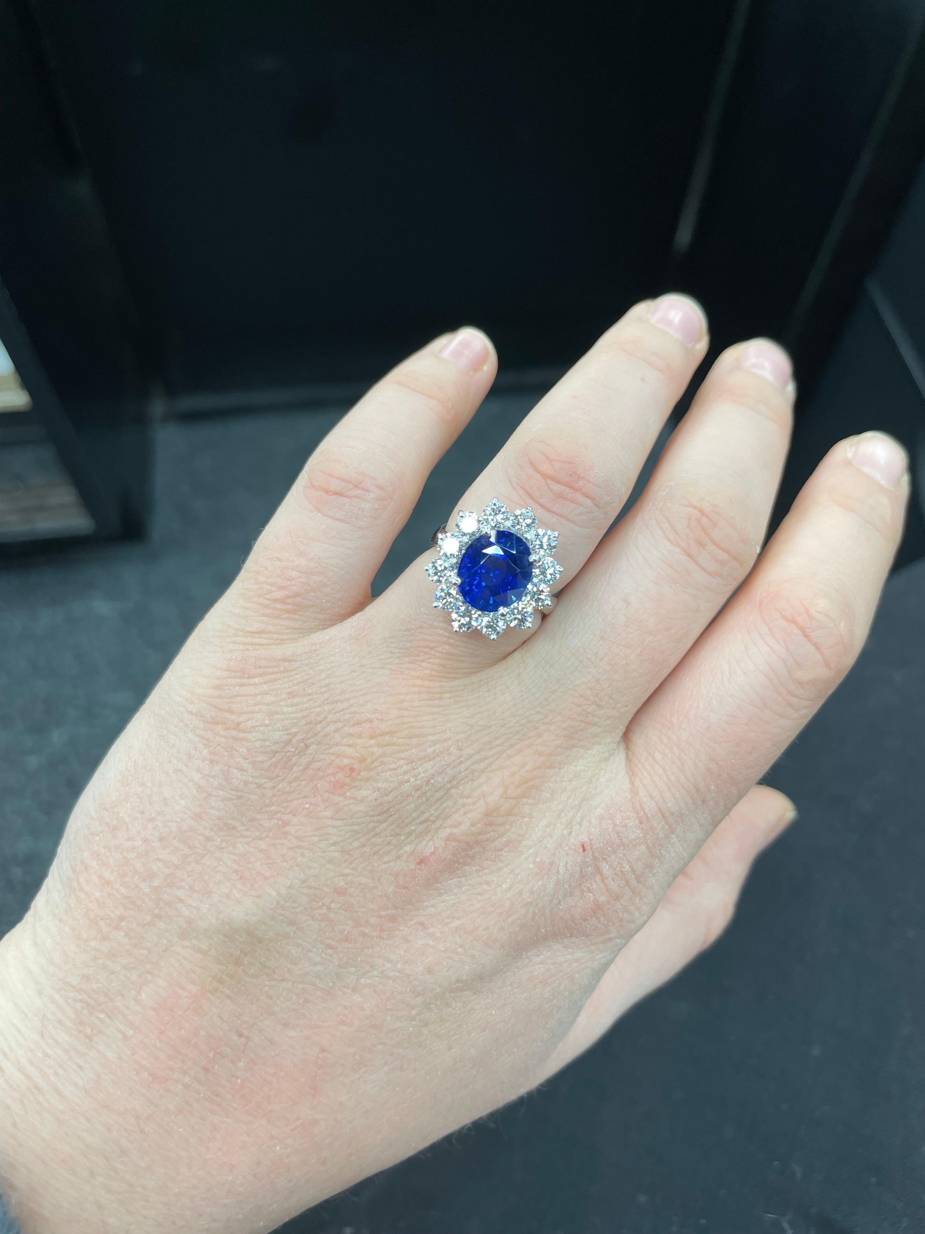 C. Anello di diamanti con zaffiro blu reale certificato Dunaigre 6,80 carati Sri Lanka 5