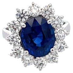 C. Dunaigre Certified Royal Blue Sapphire Diamond Ring 6.80 Carats Sri Lanka