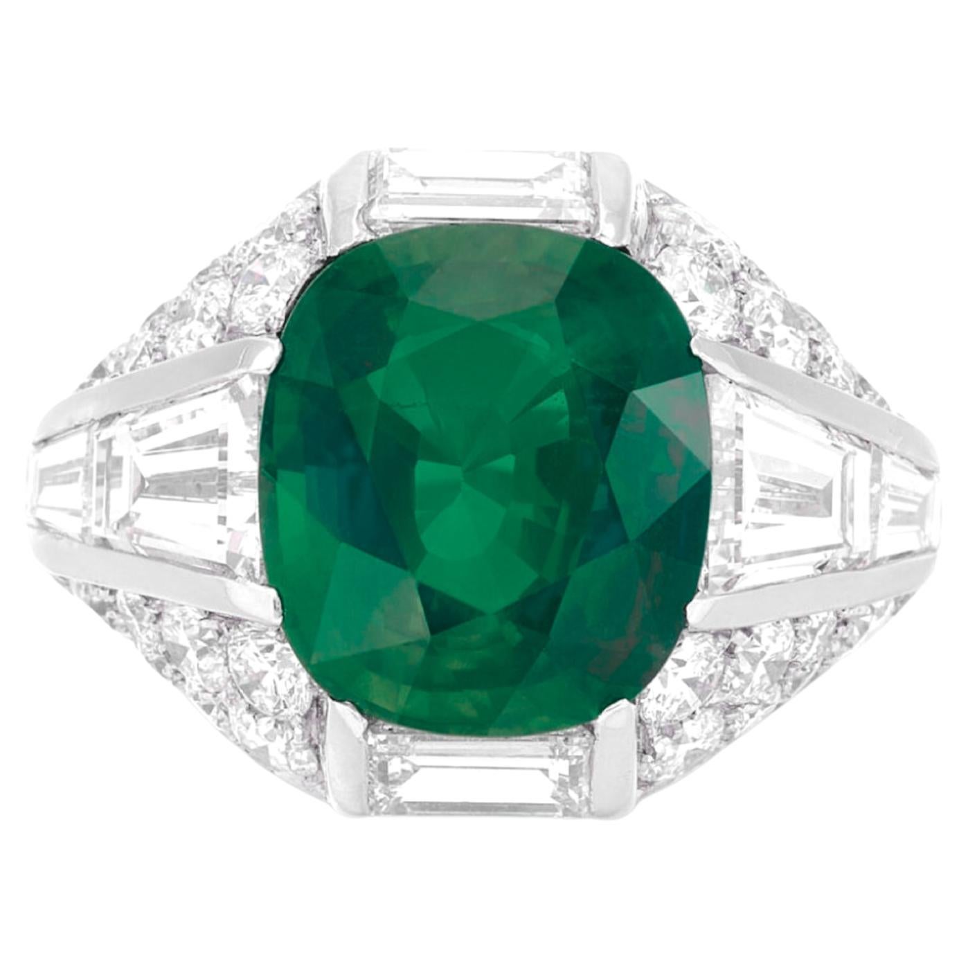 C. Dunaigre Colombian Emerald 6.56 Carat Diamond Ring