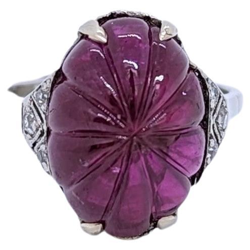 C. Dunaigre Unheated Carved Burma Ruby Cocktail Ring For Sale