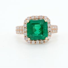 C. Dunaigre Zambian Emerald and Diamond Cocktail Ring in 18k Rose Gold