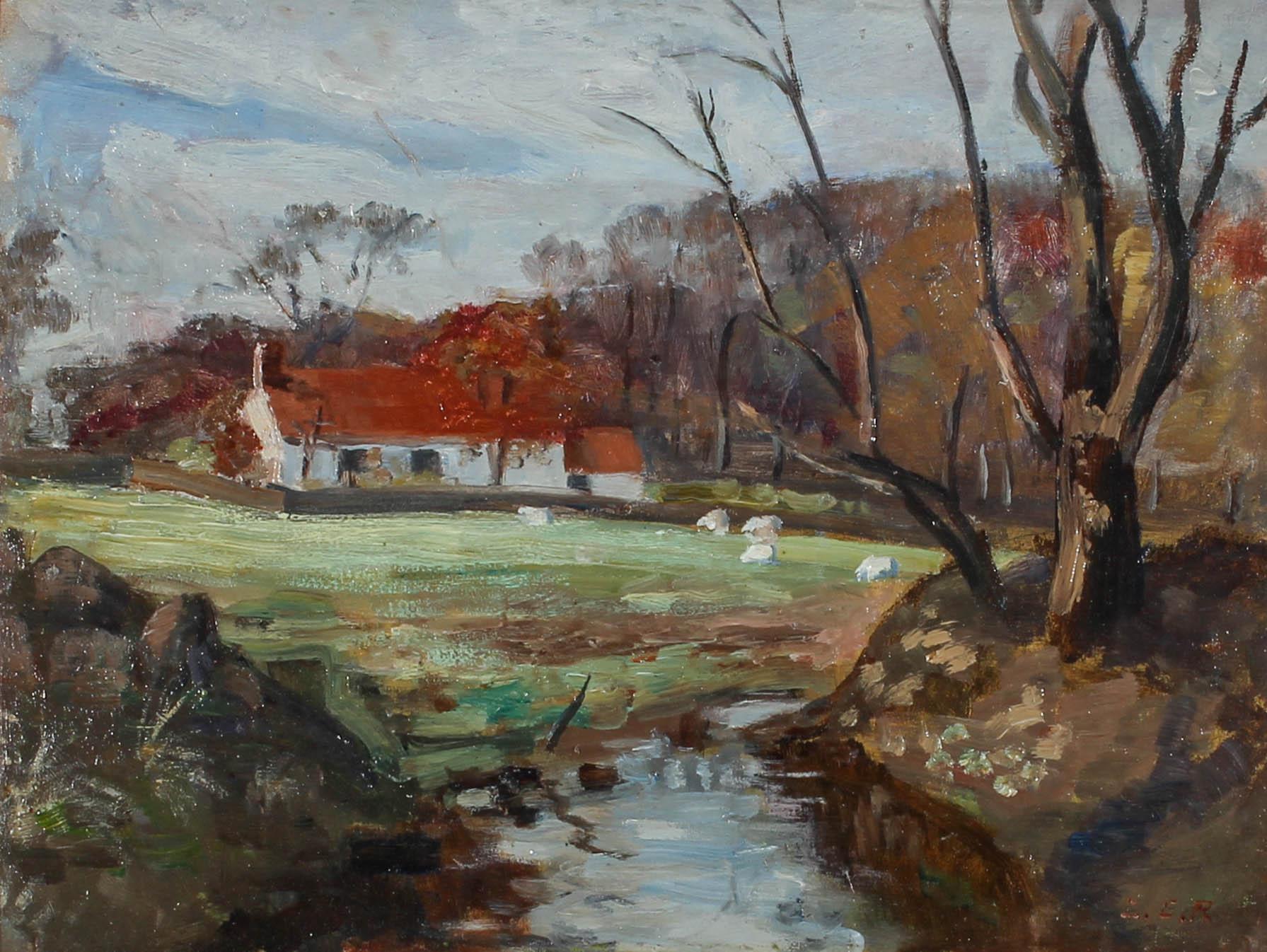 C. E. R. - Early 20th Century Oil, The Tranquil Homestead For Sale 1