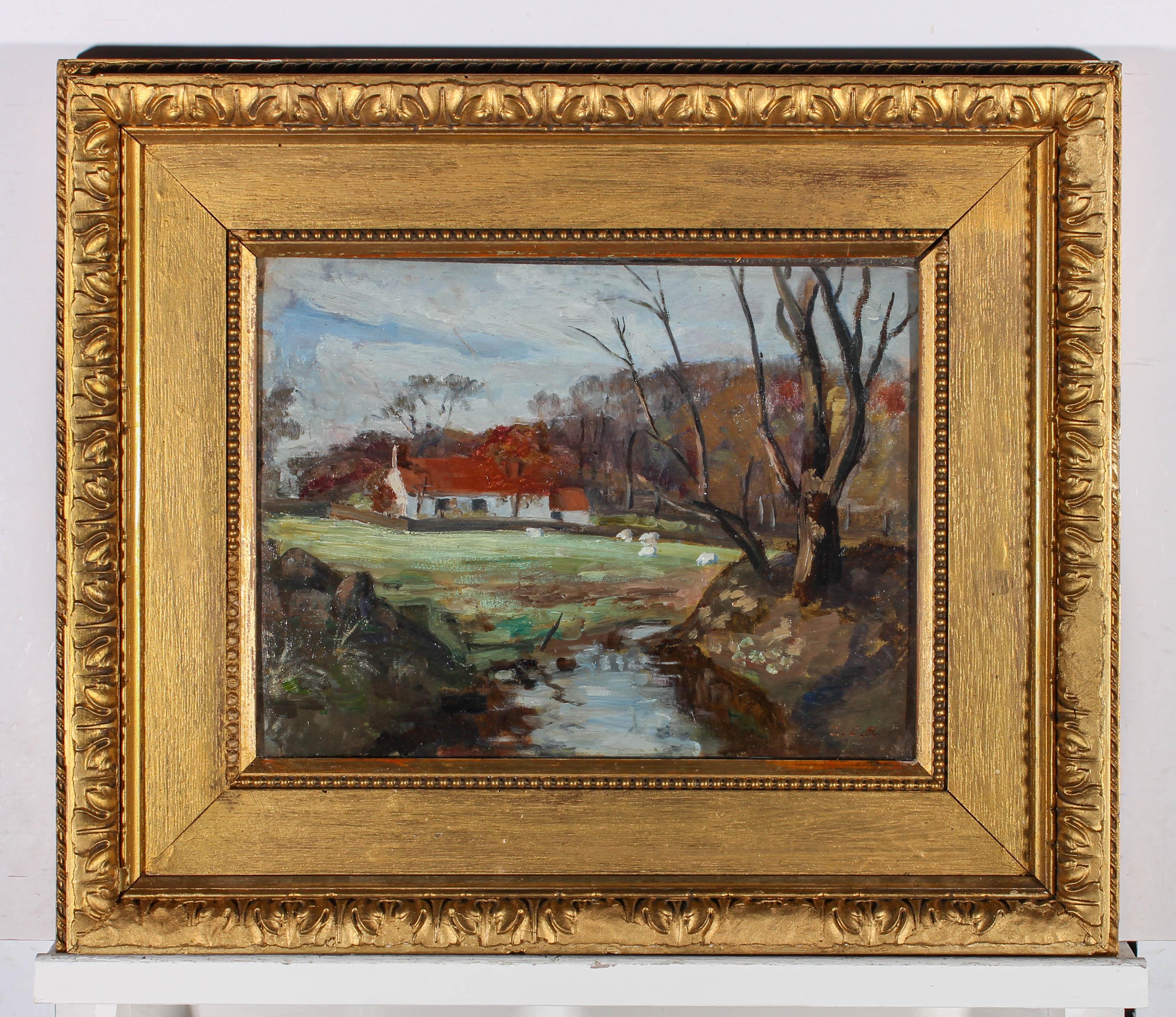 C. E. R. - Early 20th Century Oil, The Tranquil Homestead For Sale 2