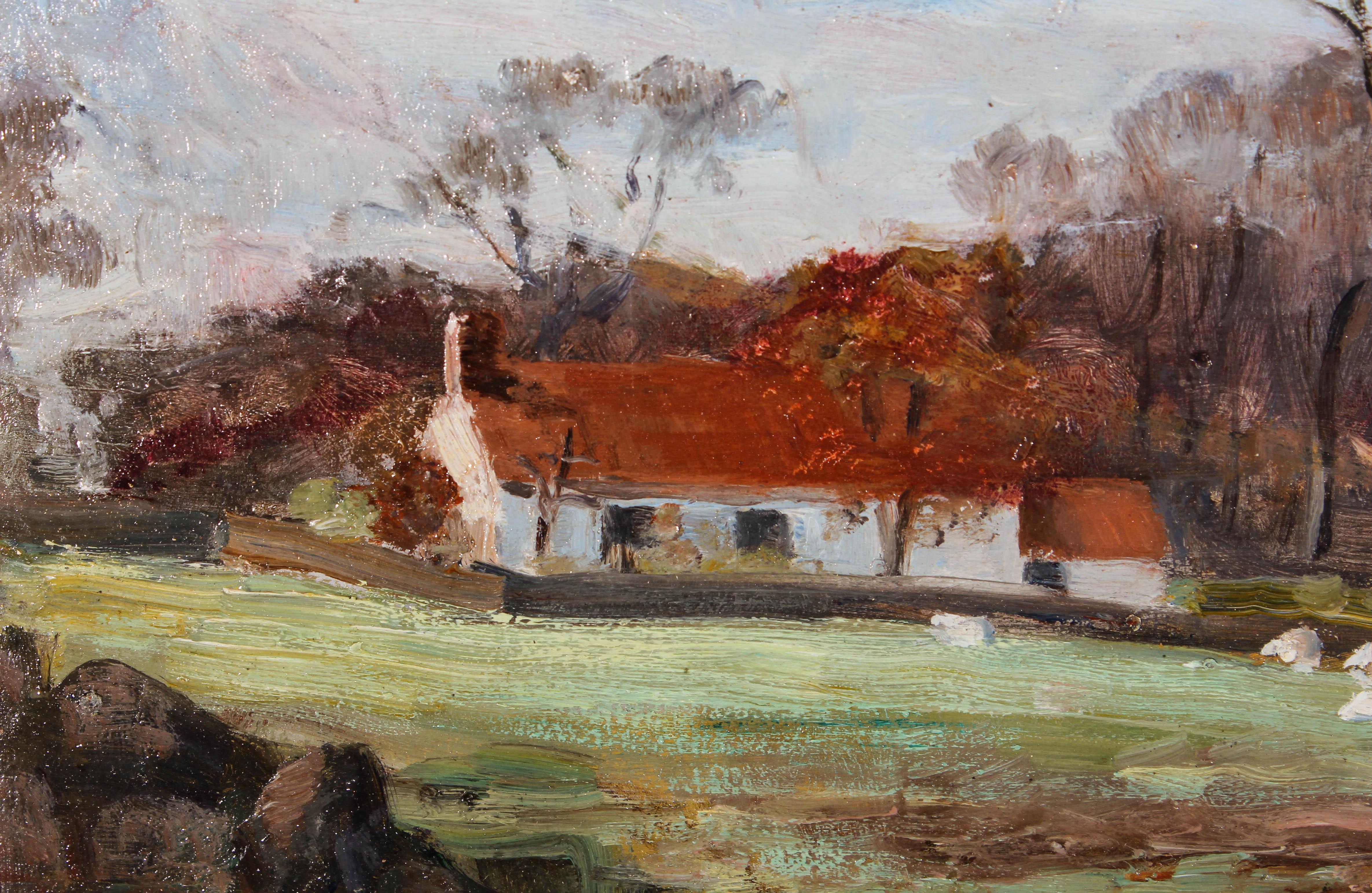C. E. R. - Early 20th Century Oil, The Tranquil Homestead For Sale 4