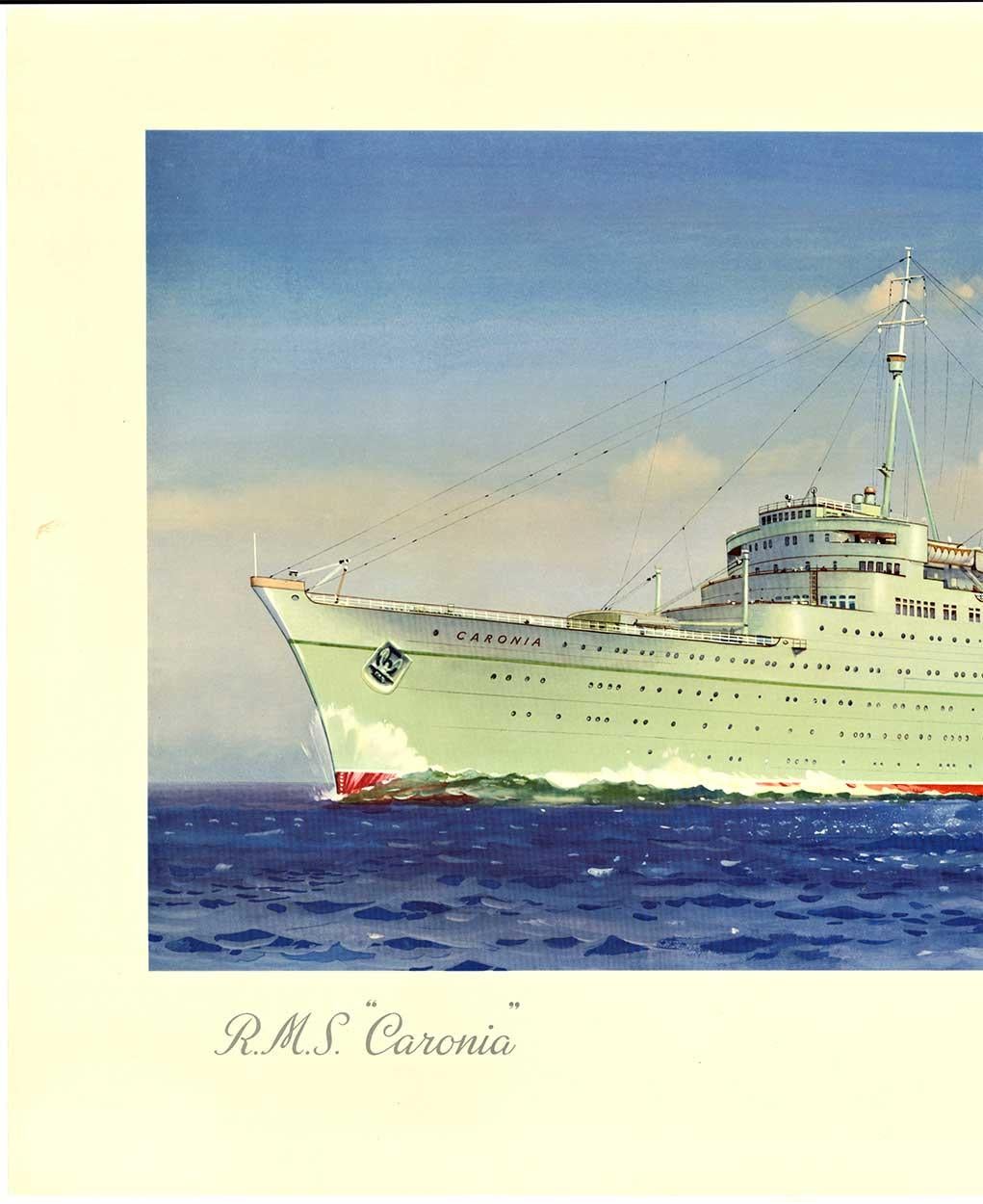 Originales, auf Leinen gedrucktes Reiseplakat des Kreuzfahrtschiffs R.S.S. 